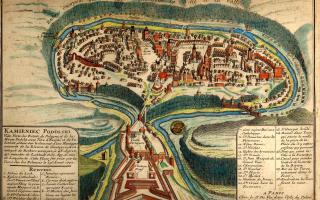 Karte von Stadt und Burg Kamieniec Podolski von 1691
